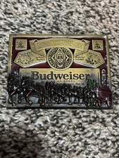 Vintage Anheuser Busch Budweiser Beer Belt Buckle 3D Clydesdale Horses T-169