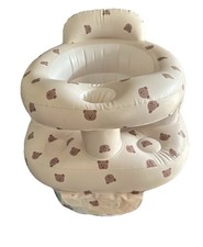 Portable Inflatable Infant Baby Seat/Bouncer Chair, White Brown Bear Print