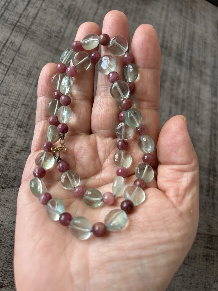 302: Винтажное элегантное ожерелье из натурального турмалина и аквамарина ювелирные изделия ручной работы - Изображение 3 из 4