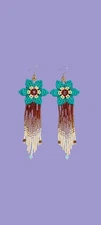 Tribal Earrings Native Large Boho American Seed Beads Handmade Earring