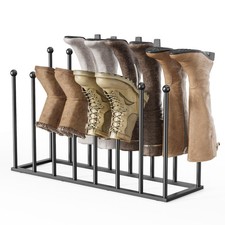 pickpiff Free Standing Shoe Racks - 19.5 Inch Black Metal Boot Rack Organizer...