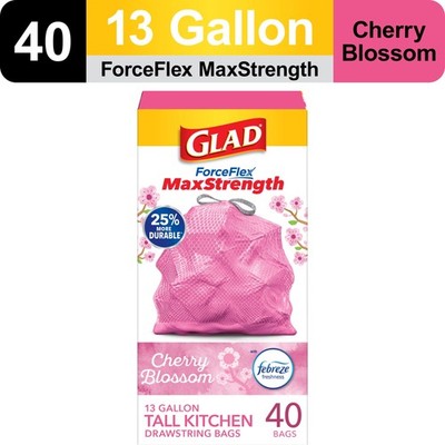 Glad ForceFlex MaxStrength 13 Gallon Tall Kitchen Drawstring Trash Bags