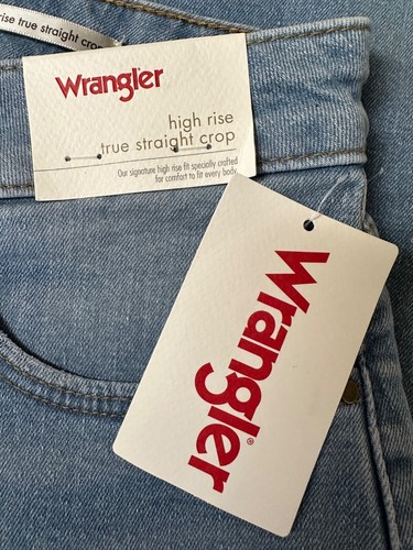 NWT Wrangler Womens Jeans 20W High Rise Straight Crop Stretch Raw Hem Boho - Picture 10 of 13