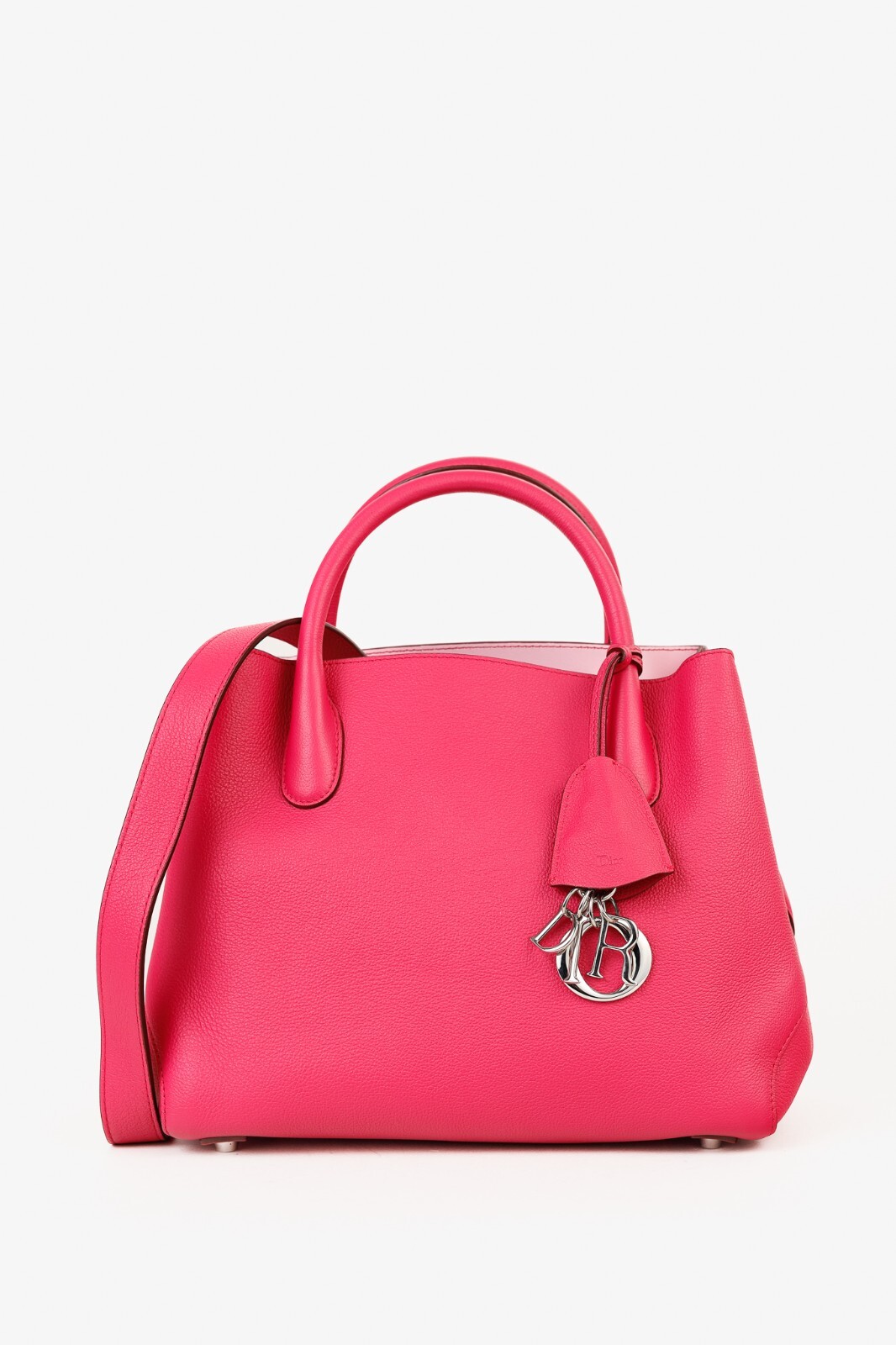 Christian Dior Small Pink Leather Open Bar Tote in Supple Calfskin