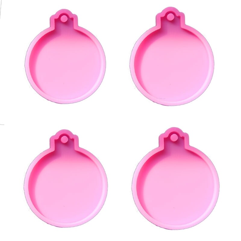 4Pcs Christmas Ornament UV Resin Keychain Silicone Molds for DIY Craft