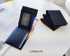 LUCEINALTIS Korea Genuine Leather Bifold Handmade Wallet Purse View Pocket Men