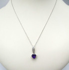 10K White Gold Heart Amethyst & Diamond Pendant Necklace 14K 19" [N115] — photo 2