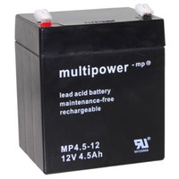 Multipower Bleiakku MP4,5-12 - 12V Faston 4,8 Mm - 4500Mah - 4,5Ah FG20451
