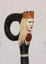 wooden walking stick hand carved Queen wooden walking cane