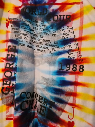 Vintage 80s George Michaels Live In Concert 1988 Concert Tee Vibrant Tie-Dye XL - Picture 5 of 7