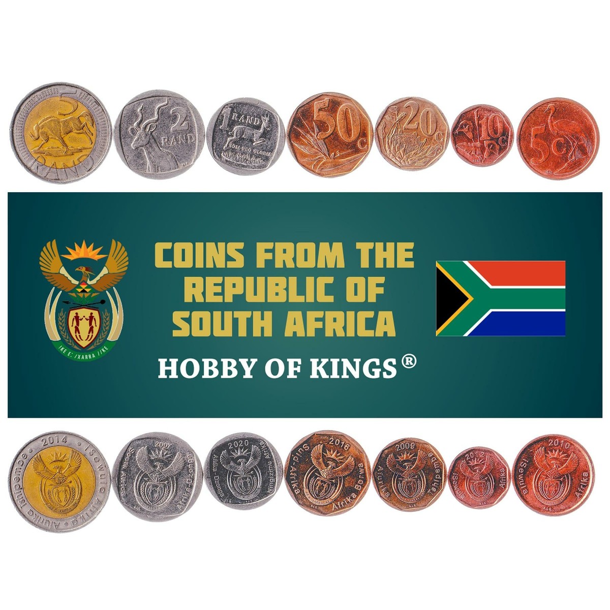 Nick　Dimoo2点セット South Africa 7 Coin Set | 5 10 20 50 Cents 1 2 5 Rand | 2002
