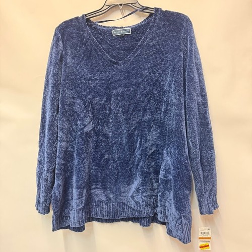 Karen Scott Womens Plus 2X Estate Blue V Neck Long Sleeve Sweater NWT BQ70 - Picture 2 of 4