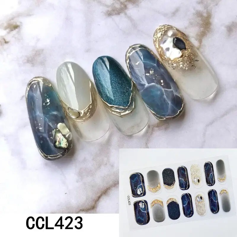 2 sheets of Holographic Full Wraps  Self Adhesive Glossy Nail Strips CCL423