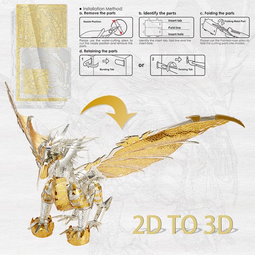 Piececool 3d Model Kits Glorystrom Dragon Metal Puzzle halloween Gifts Kits Toys - Picture 4 of 8