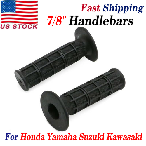 US 2x Motorcycle 7/8 Handle Bar Hand Grip For Yamaha For Honda For Suzuki Black