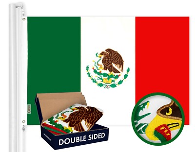 Mexico Flag 3x5 feet Mexican Bandera Premium Double Sided Embroidered 210D G128
