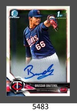 1-2018 BOWMAN CHROME PROSPECTS AUTO BRUSDAR GRATEROL DODGERS CARD#BCPA-BG