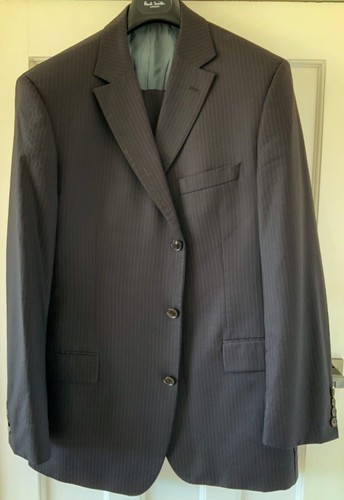 Hugo Boss Dark Brown with Blue Pinstripe Suit 44R / W36R Super 100’s