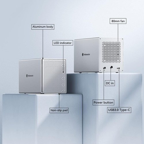 5 Baies Type-C Boîtier Disque Dur Externe 3.5 Aluminium Boîtier pour 2.5/3.5 ... - Photo 7/8
