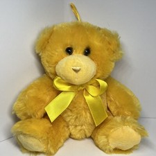 First  Main Kelli Plush Rainbow Bear Yellow 6.5   Plush Stuffed Bear Soft Bow