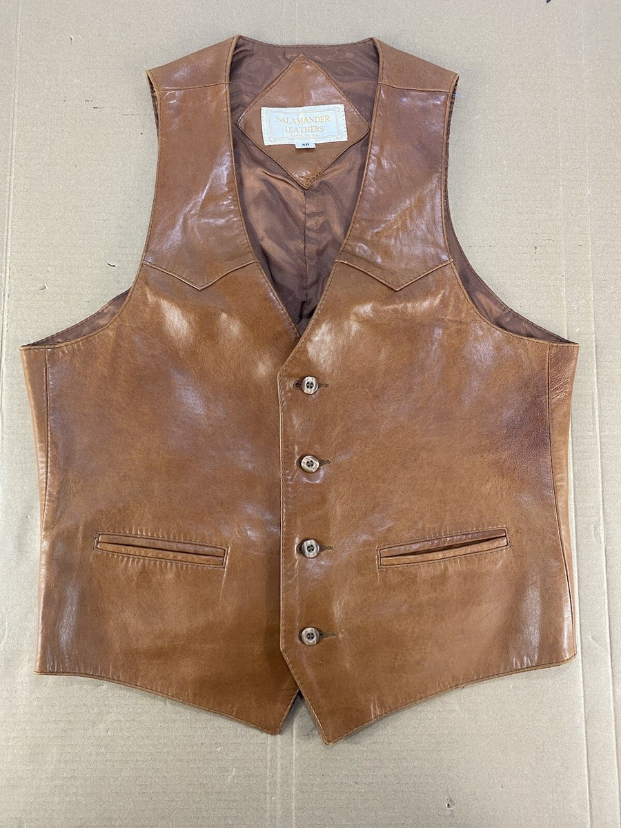 burny saddle leather-vest concho バーニー Vintage Leather Gunslinger Western Motorcycle Biker Cowboy Concho