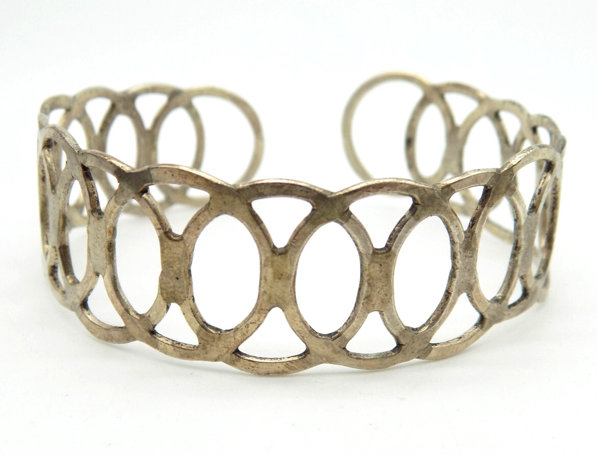 Handmade Sterling Silver Interlocking Circle Cuff… - image 1
