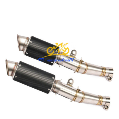 Exhaust Pipe Carbon Muffler Middle Tube Slip-on 60.5mm For Yamaha YZF R6 2006-16