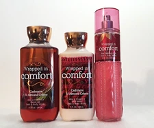 Bath Body Works Wrapped In Comfort Fragrance Mist Lotion & Shower Gel SET RARE