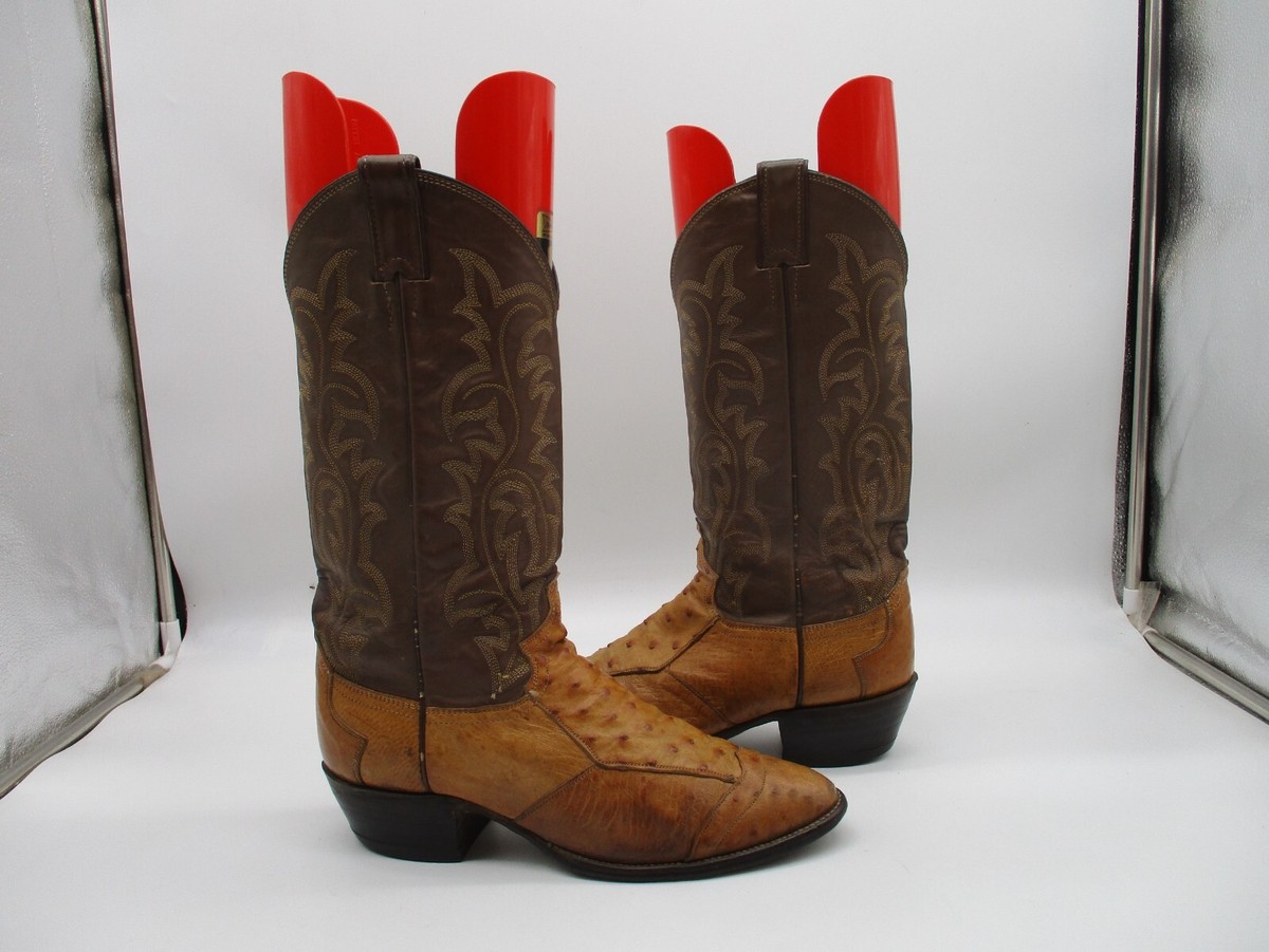 Justin K1162 Brown Ostrich Quill Leather Western Boots Men