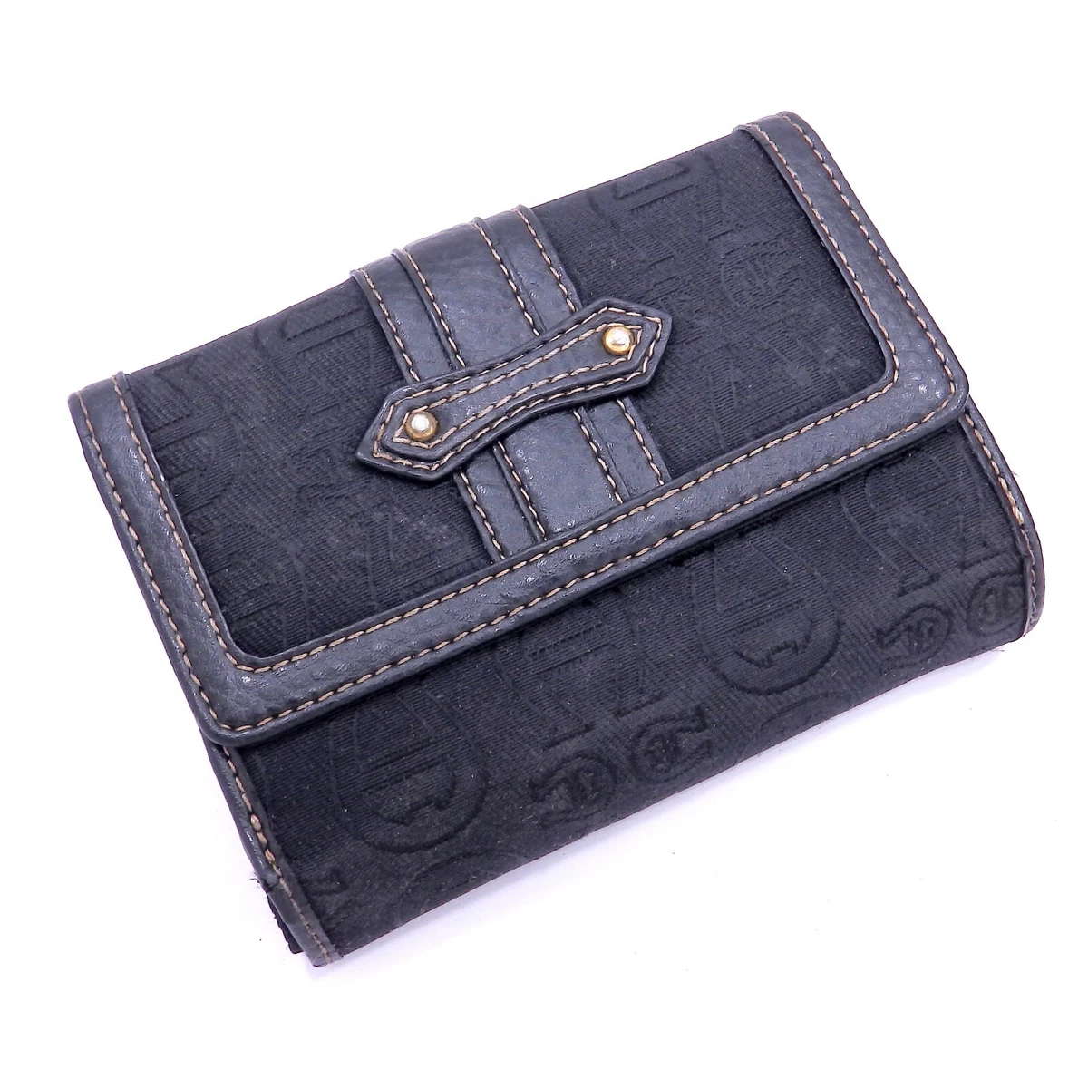 ETIENNE AIGNER Black Fabric Logo Wallet Credit Card Holder Snap Front | eBay