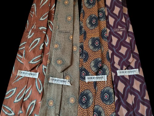 Vintage Giorgio Armani Cravatte Silk Tie 4 Pc Made in Italy - Picture 4 of 5