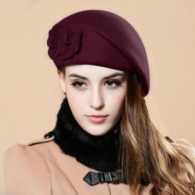 Women Winter Pillbox Cap French Soft Warm Ladies Wool Felt Hat Beret Beanie
