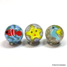 3 x 16mm 0.5" Handmade Ocean Life Marbles - Art Glass Marble Collectors Set
