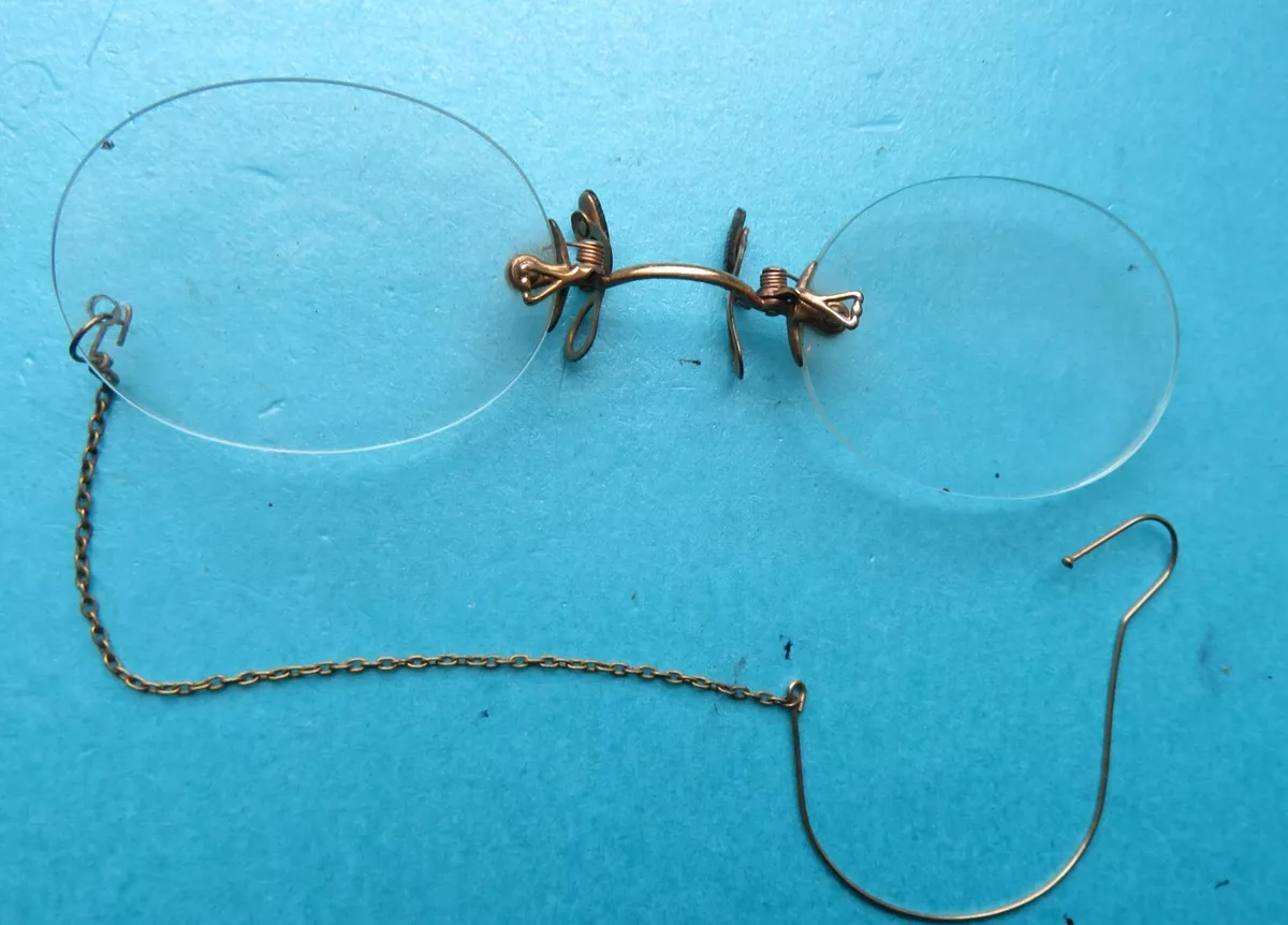 ANTIQUE PINCE NEZ SPRUNG NOSE ARCH EYE GLASSES,WITH EAR HOOK ON CHAIN,CASED  | eBay