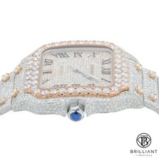 Cartier Santos Large 40mm WSSA0018 Two Tone Iced Out 29.28 CT 3