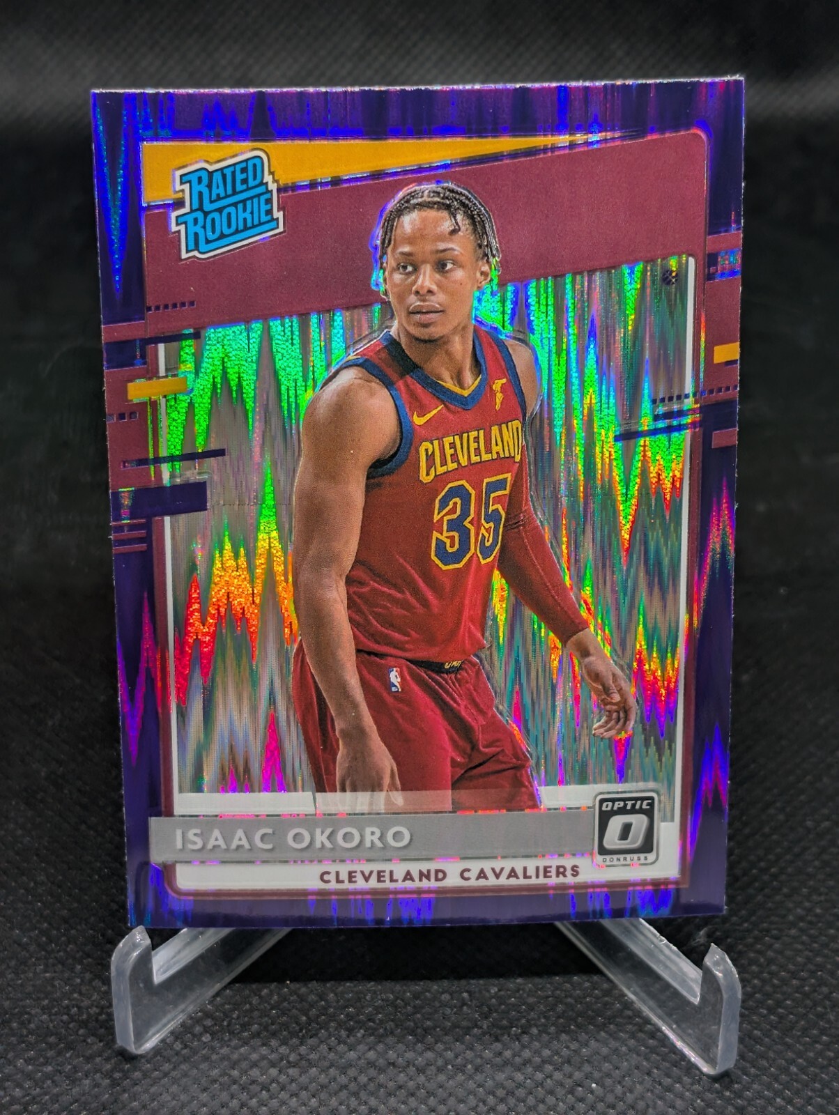 2020-21 Panini Donruss Optic Isaac Okoro Purple Shock Prizm #155