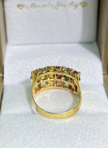 Anillo de banda de oro sólido de 14 K de 2 filas, zafiro de color natural. Talla 6,25, 3,78 gramos - Imagen 6 de 10