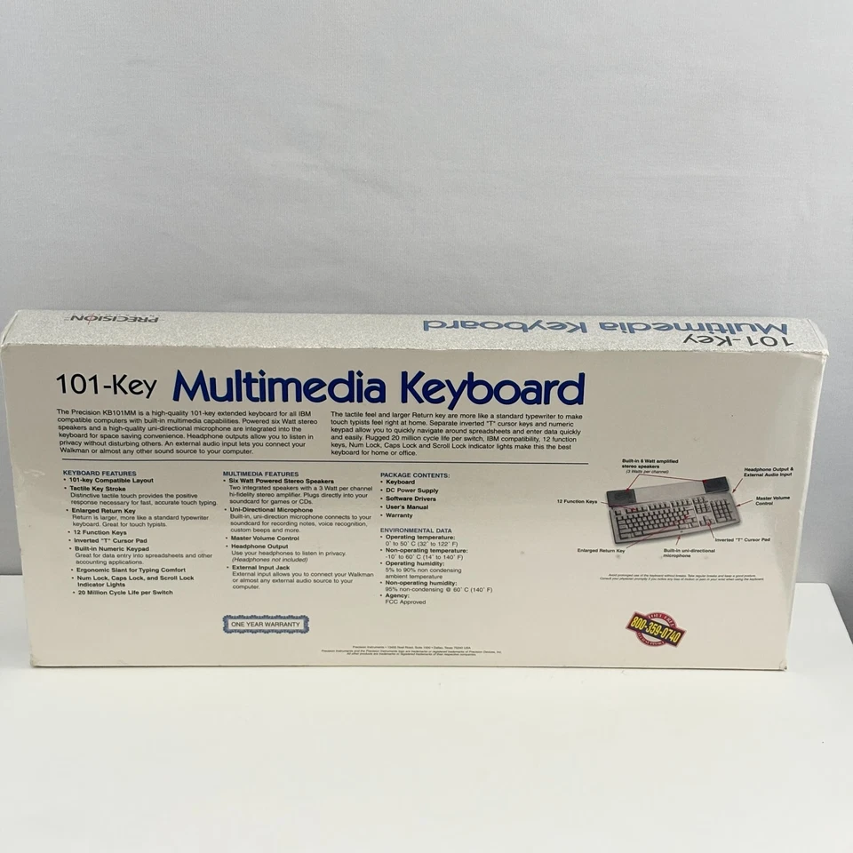 Precision 101 Key Multimedia Keyboard KB101MM Built-in Speakers & Mic - Image 4 of 4
