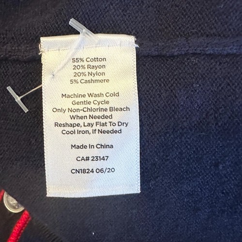 Talbots Plus Sweater Womens 1X Dark Blue Cardigan Pineapple Cotton 3/4 Slv NWOT - Picture 5 of 9