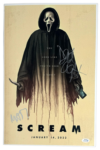 Matt Bettinelli-Olpin & David Arquette Signed Scream 5 Movie Poster 12x18 ACOA