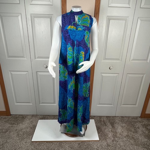 Lauhala Hawaii Vintage Hawaii Damen langes Kleid Größe 8 Schmetterling ärmellos - Bild 1 von 11