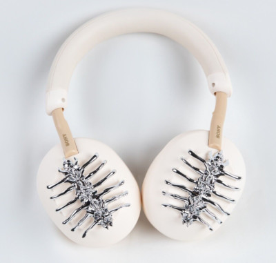 Silver Spine*2  For Sony XM5, XM4, black attachment only, no headphones included