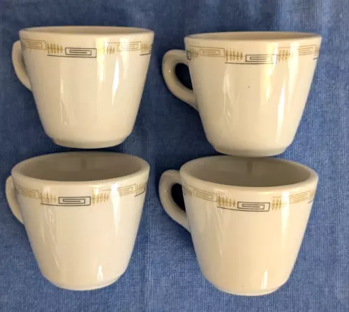(4) SHENANGO CHINA VINTAGE STONEWARE COFFEE MUG CUP DINER RESTAURANT
