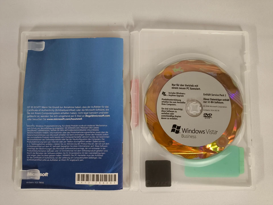 Microsoft Windows Vista Business Service Pack 1 / 32-Bit / Deutsch / DVD - Bild 2 von 2