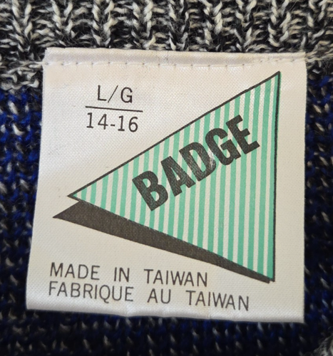 VTG Men's 80’s Badge Knit Sweater Adult Large Blue Mountain Climbers Outdoors - Picture 4 of 6