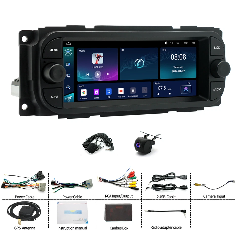 6.86" Android 13 Carplay Car Stereo Radio GPS Navi DSP For 2004-2010 Dodge Viper - Image 2 of 4