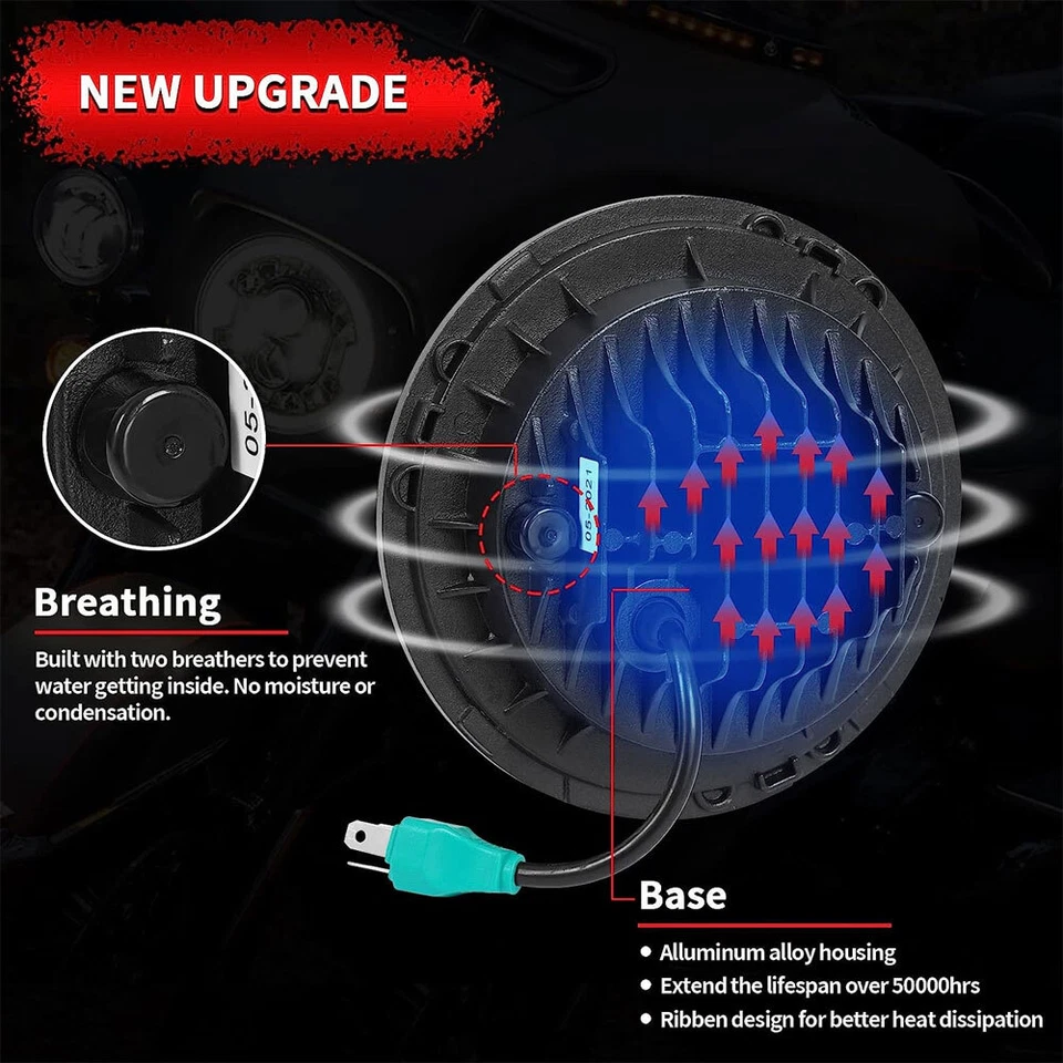 Faro LED de 7" para Harley-Davidson Softail Deluxe FLSTN + luces de paso de 4,5" Foto 2 de 4