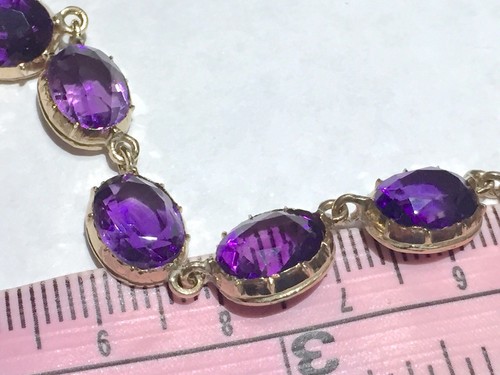 Antique Georgian Rivière Riviere 14k Gold Diamonds Amethysts European pos.French - Picture 6 of 10