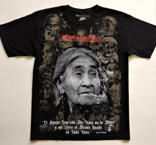 MARIA SABINA T-Shirt RARE Embroidered Logo Mexico Mexican Shaman Witch Spiritual