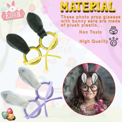 Gafas para orejas de conejo, bolsas de fieltro de Pascua, accesorios de fiesta y cabina de fotos para fiesta de Pascua - Imagen 53 de 74